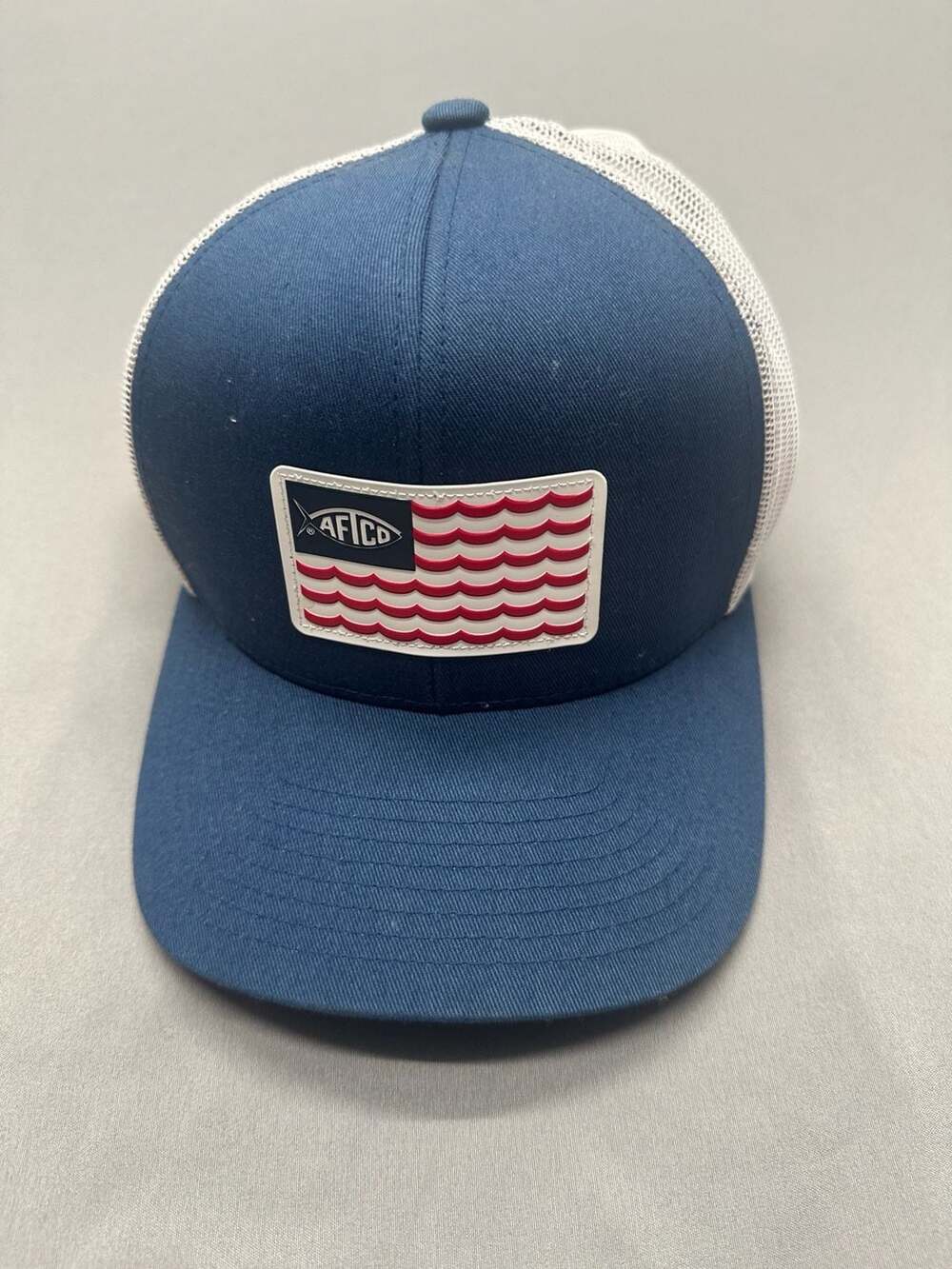 AFTCO Canton Trucker Hat Blue White American Flag Snapback Baseball Cap